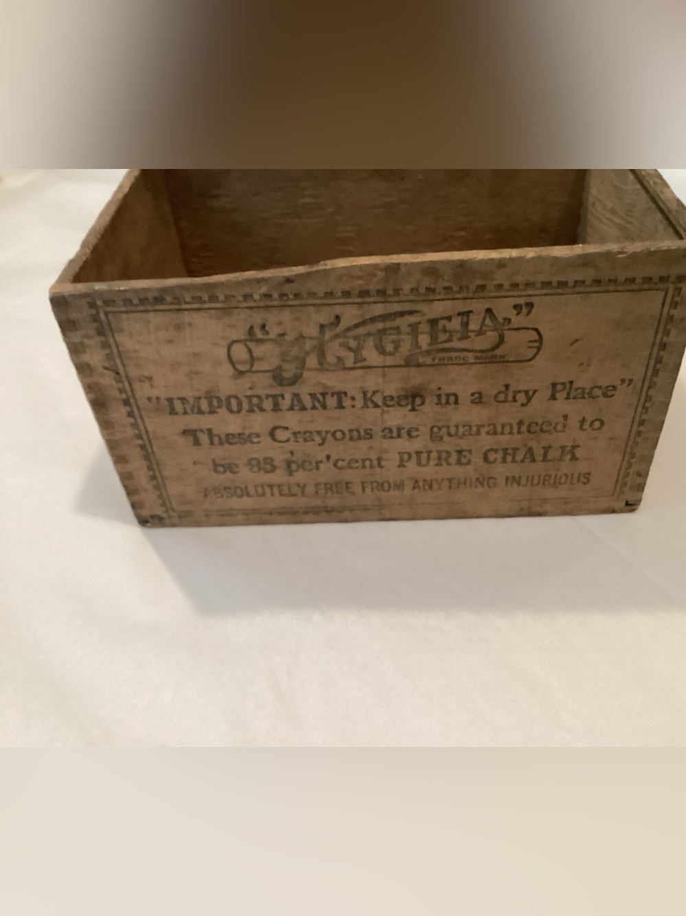 Antique Original “Hygieia” Dustless School Chalk wooden Crayon Box Manf. By